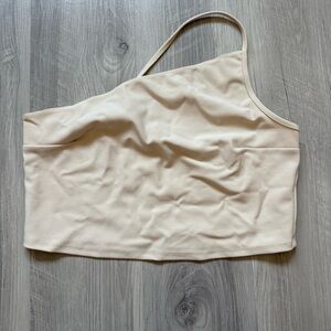 NWOT Abercrombie Asymmetrical Cream Crop Top XL